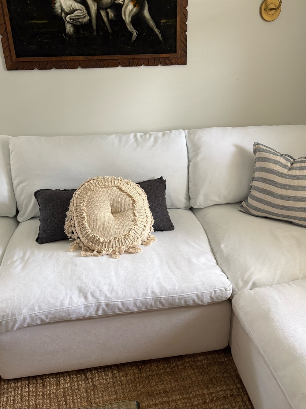 Boho Round Tassel Throw Pillow - Cream